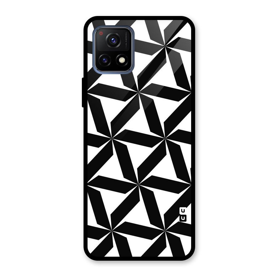 Black White Fan Design Glass Back Case for Vivo Y72 5G