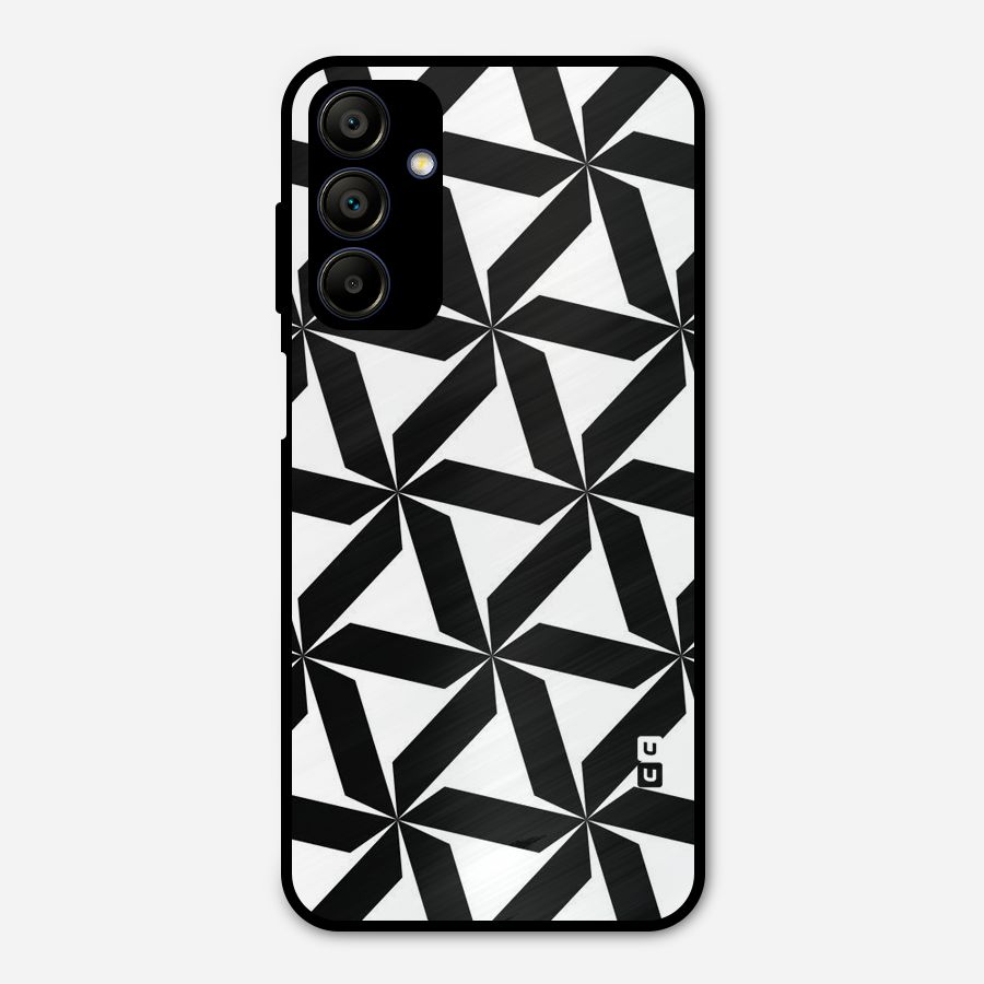 Black White Fan Design Metal Back Case for Galaxy A15 5G