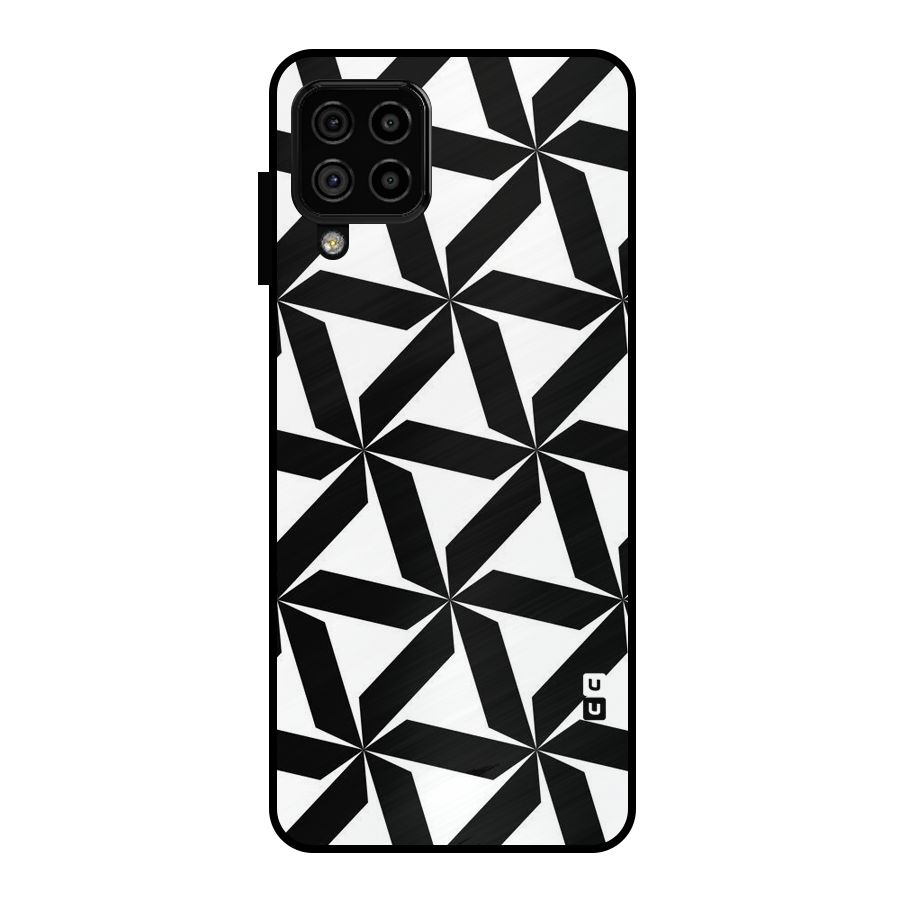 Black White Fan Design Metal Back Case for Galaxy A22 4G