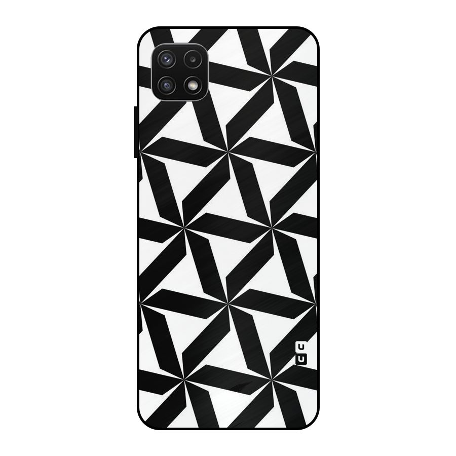 Black White Fan Design Metal Back Case for Galaxy A22 5G