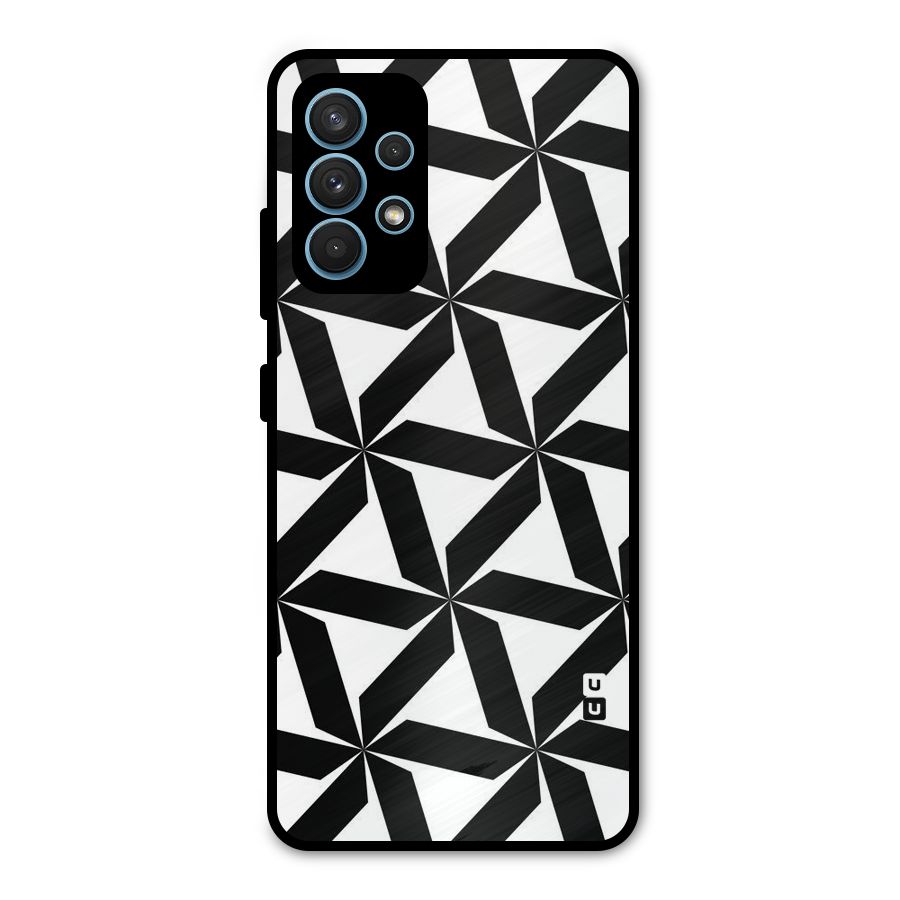 Black White Fan Design Metal Back Case for Galaxy A32