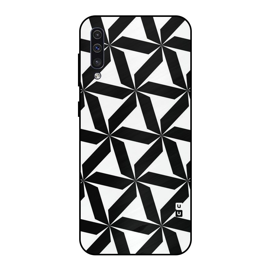 Black White Fan Design Metal Back Case for Galaxy A50