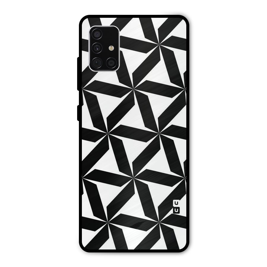 Black White Fan Design Metal Back Case for Galaxy A51