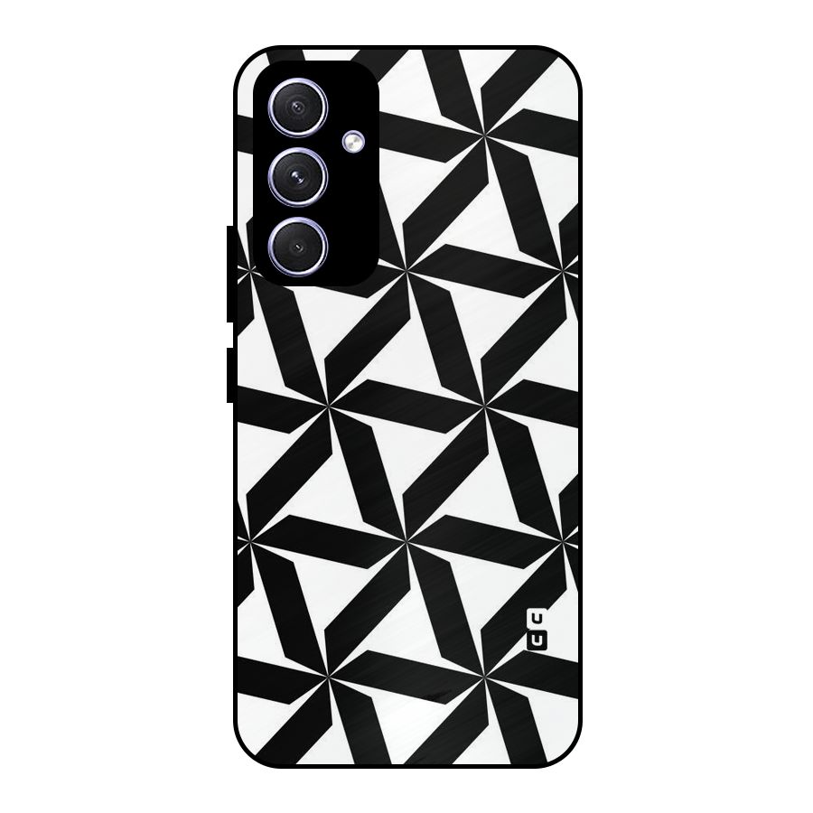 Black White Fan Design Metal Back Case for Galaxy A54