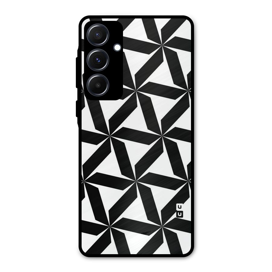 Black White Fan Design Metal Back Case for Galaxy A55