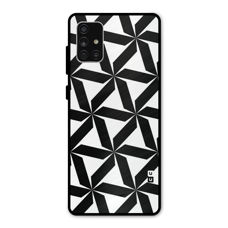 Black White Fan Design Metal Back Case for Galaxy A71