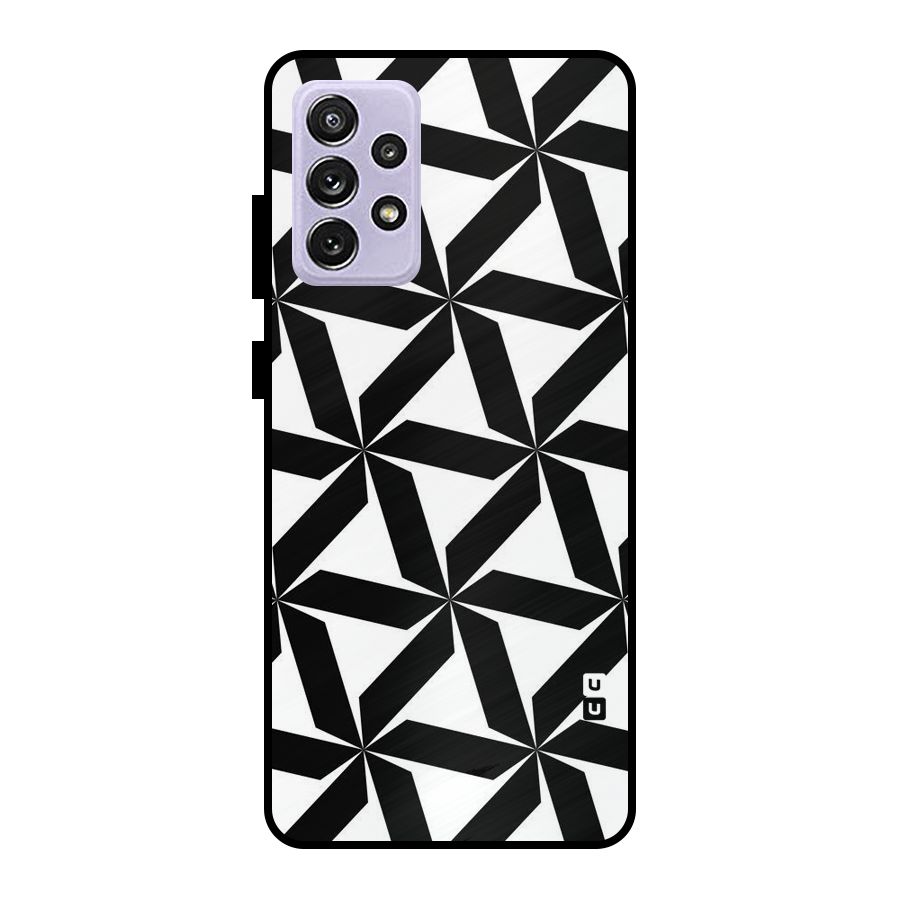 Black White Fan Design Metal Back Case for Galaxy A72