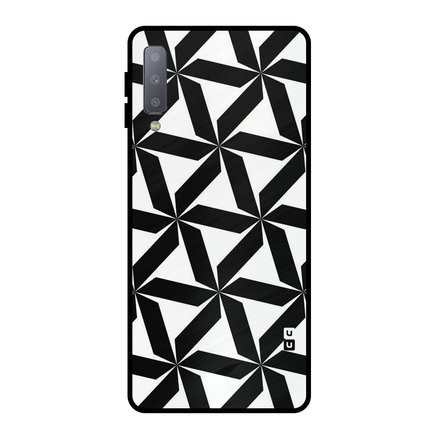 Black White Fan Design Metal Back Case for Galaxy A7 (2018)