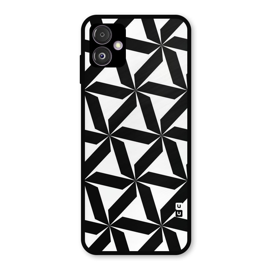Black White Fan Design Metal Back Case for Galaxy F14