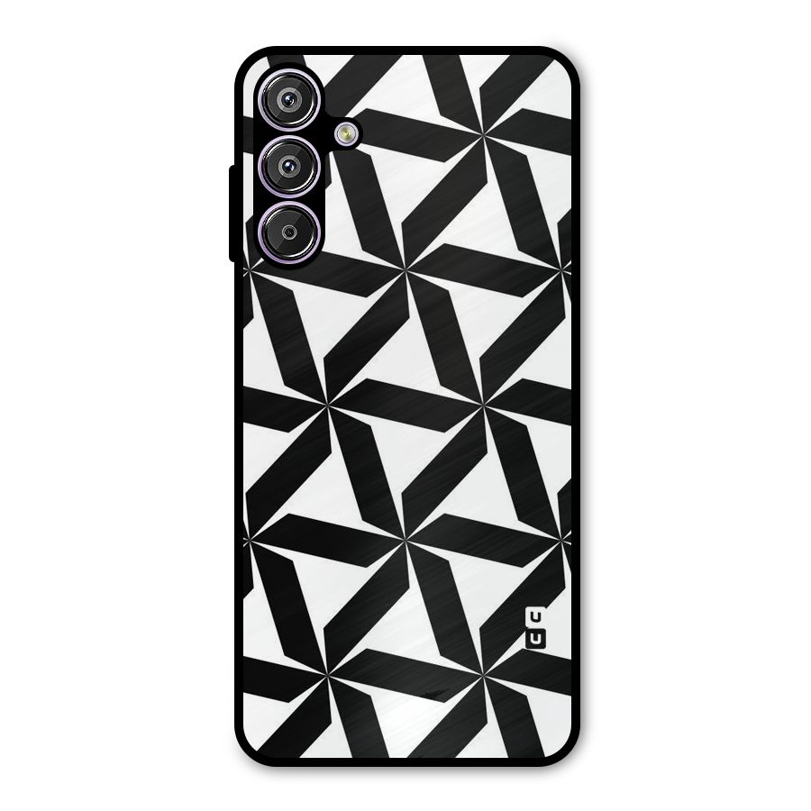 Black White Fan Design Metal Back Case for Galaxy F15