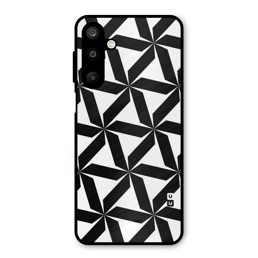 Black White Fan Design Metal Back Case for Galaxy M16