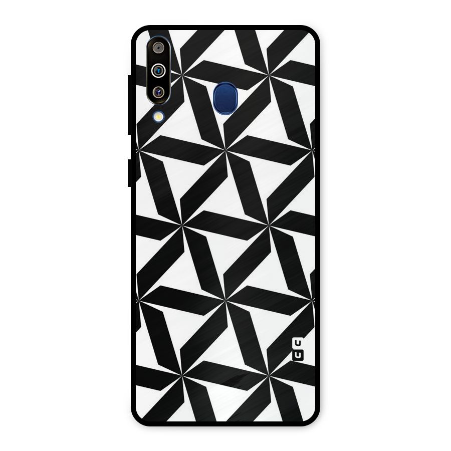 Black White Fan Design Metal Back Case for Galaxy M30