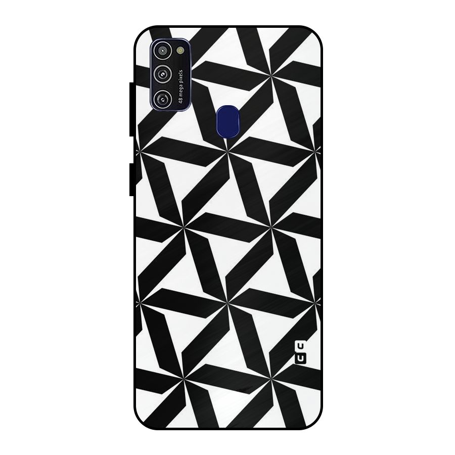 Black White Fan Design Metal Back Case for Galaxy M30s