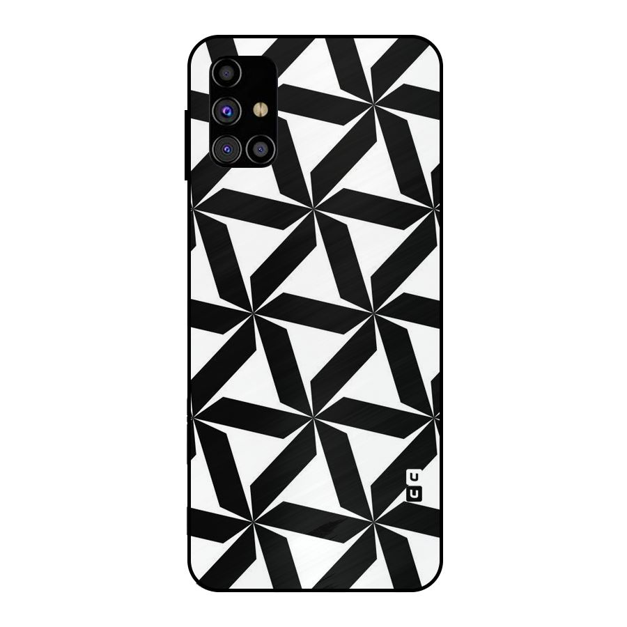 Black White Fan Design Metal Back Case for Galaxy M31s