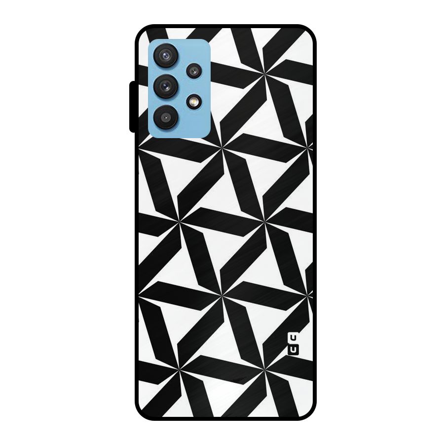 Black White Fan Design Metal Back Case for Galaxy M32 5G