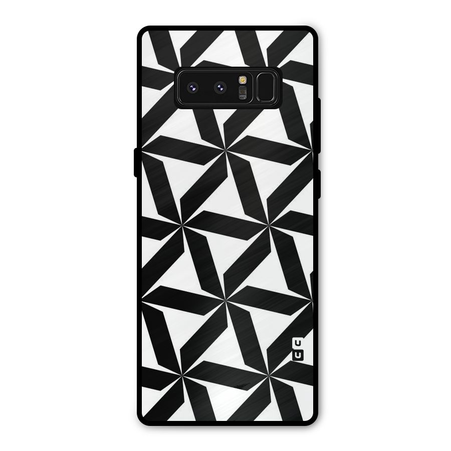 Black White Fan Design Metal Back Case for Galaxy Note 8