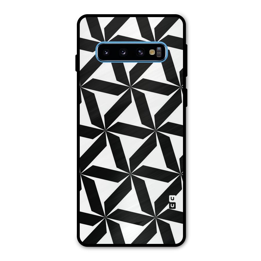 Black White Fan Design Metal Back Case for Galaxy S10