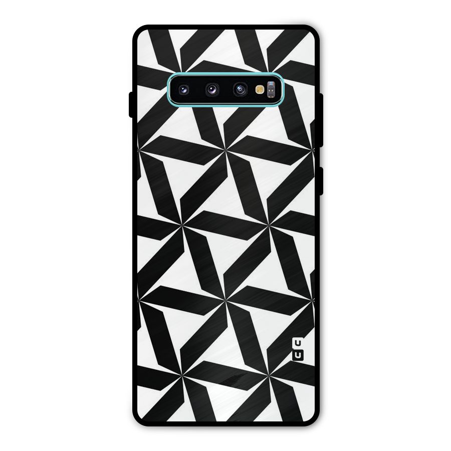 Black White Fan Design Metal Back Case for Galaxy S10 Plus