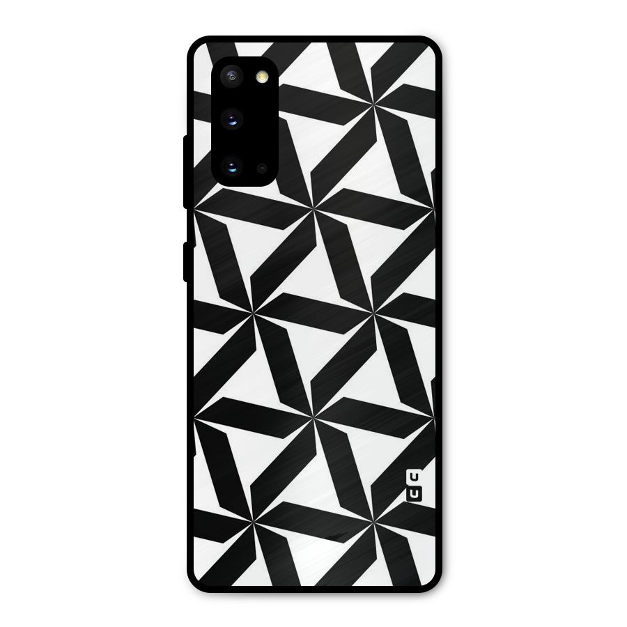 Black White Fan Design Metal Back Case for Galaxy S20