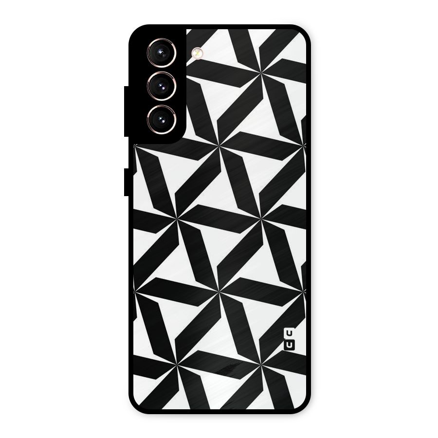 Black White Fan Design Metal Back Case for Galaxy S21 5G