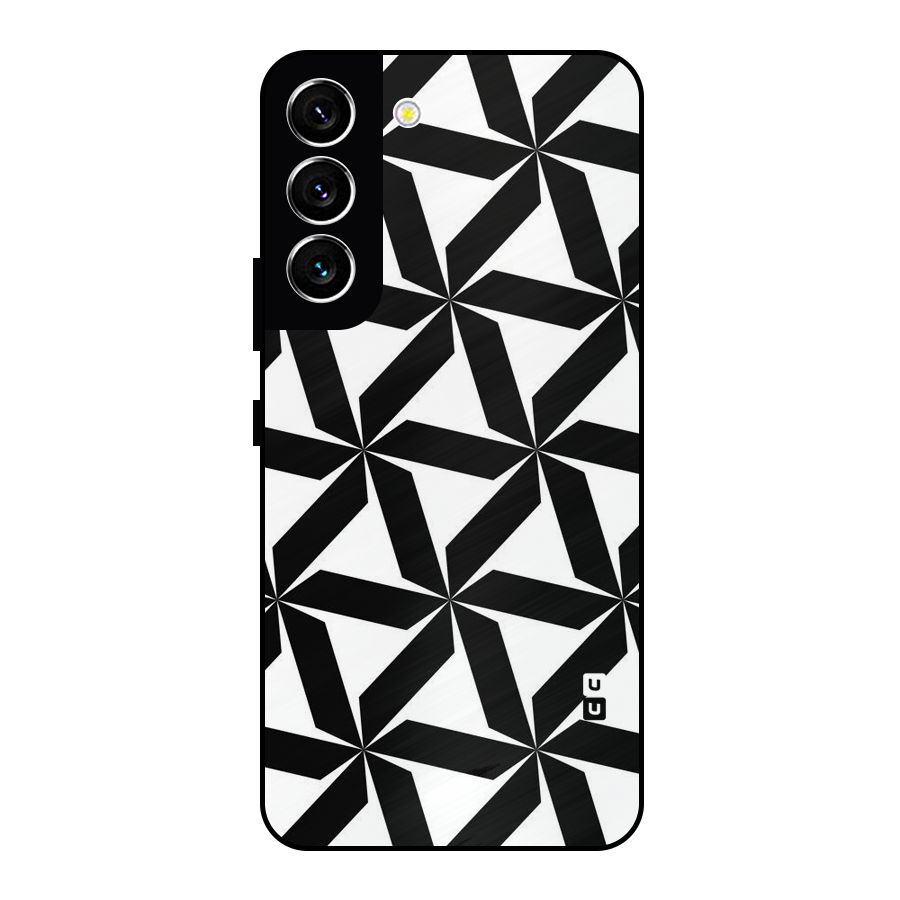 Black White Fan Design Metal Back Case for Galaxy S22 5G