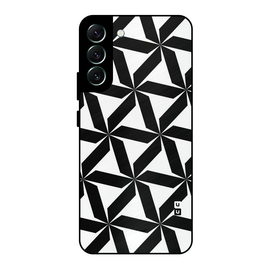 Black White Fan Design Metal Back Case for Galaxy S22 Plus 5G