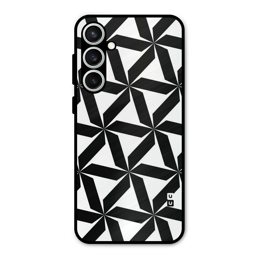 Black White Fan Design Metal Back Case for Galaxy S23 FE