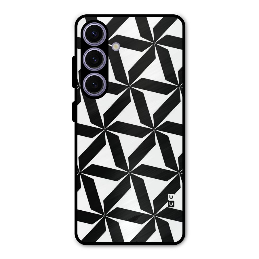 Black White Fan Design Metal Back Case for Galaxy S24