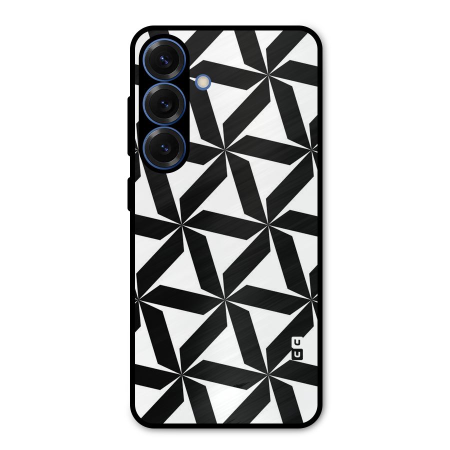 Black White Fan Design Metal Back Case for Galaxy S25