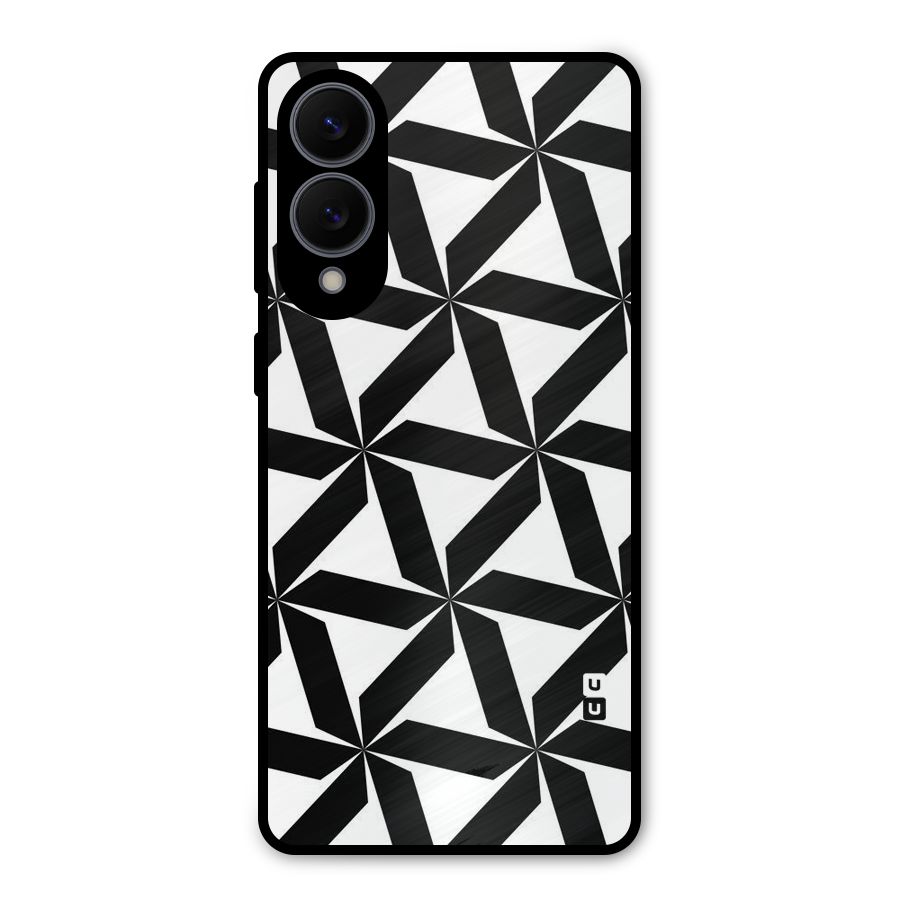 Black White Fan Design Metal Back Case for Galaxy S25 Edge