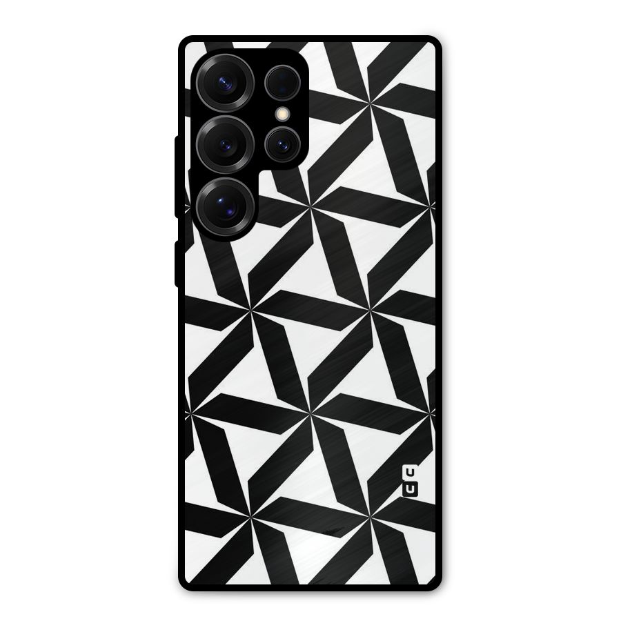 Black White Fan Design Metal Back Case for Galaxy S25 Ultra