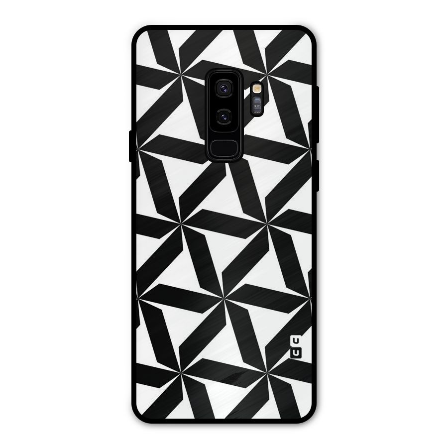 Black White Fan Design Metal Back Case for Galaxy S9 Plus