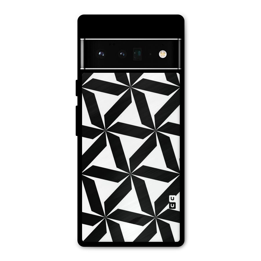 Black White Fan Design Metal Back Case for Google Pixel 6 Pro