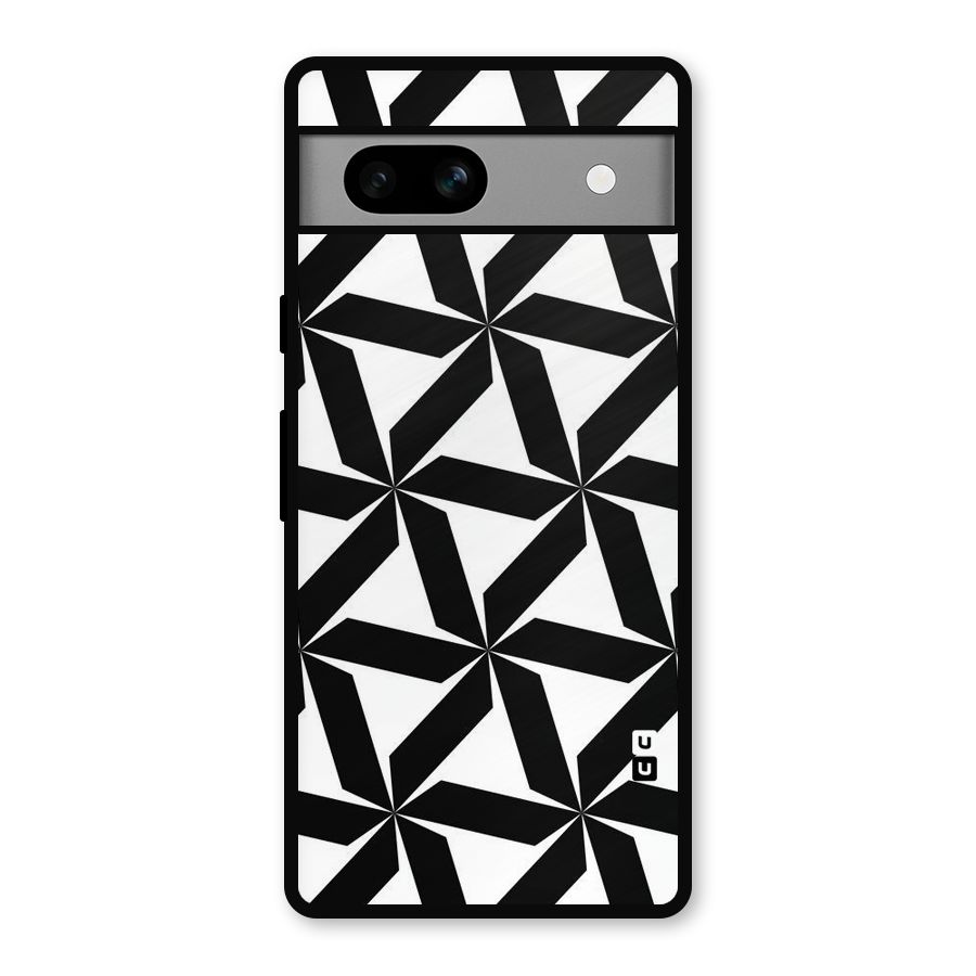 Black White Fan Design Metal Back Case for Google Pixel 7a