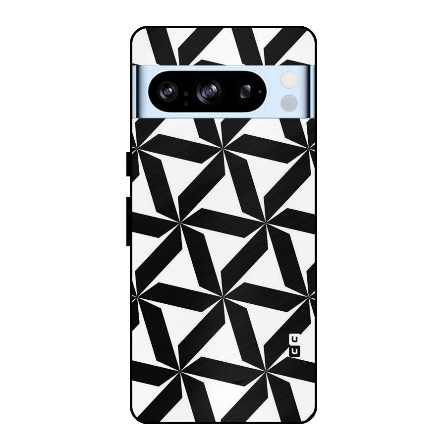 Black White Fan Design Metal Back Case for Google Pixel 8 Pro