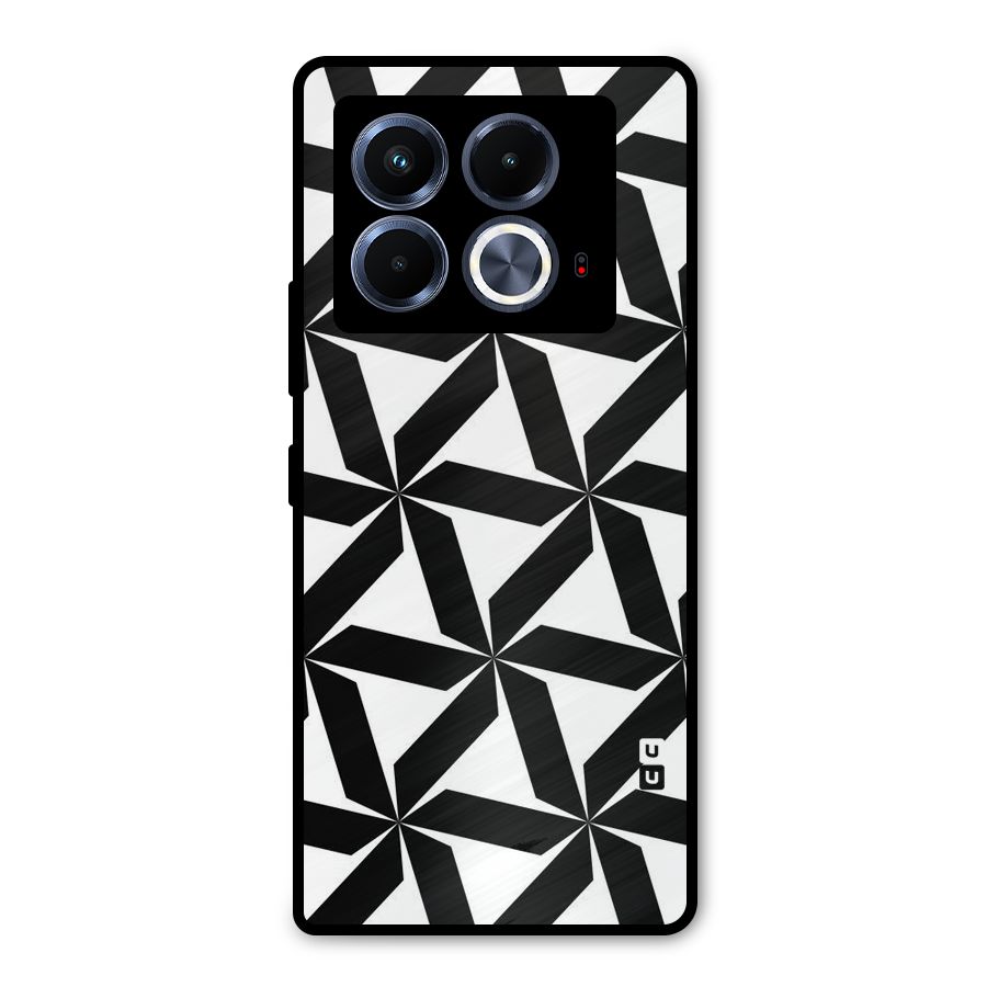 Black White Fan Design Metal Back Case for Infinix Note 40 5G