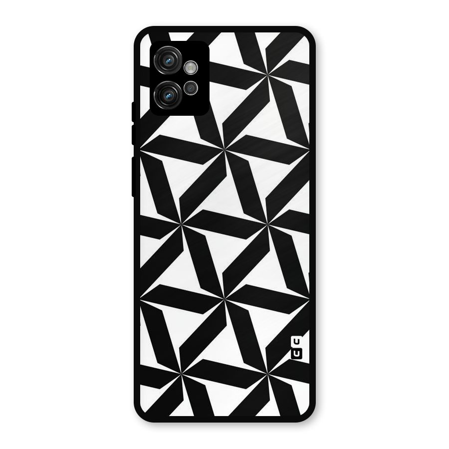 Black White Fan Design Metal Back Case for Moto G32