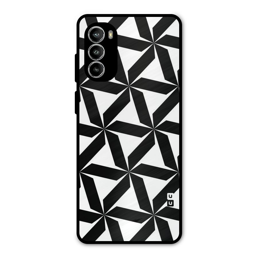 Black White Fan Design Metal Back Case for Moto G52