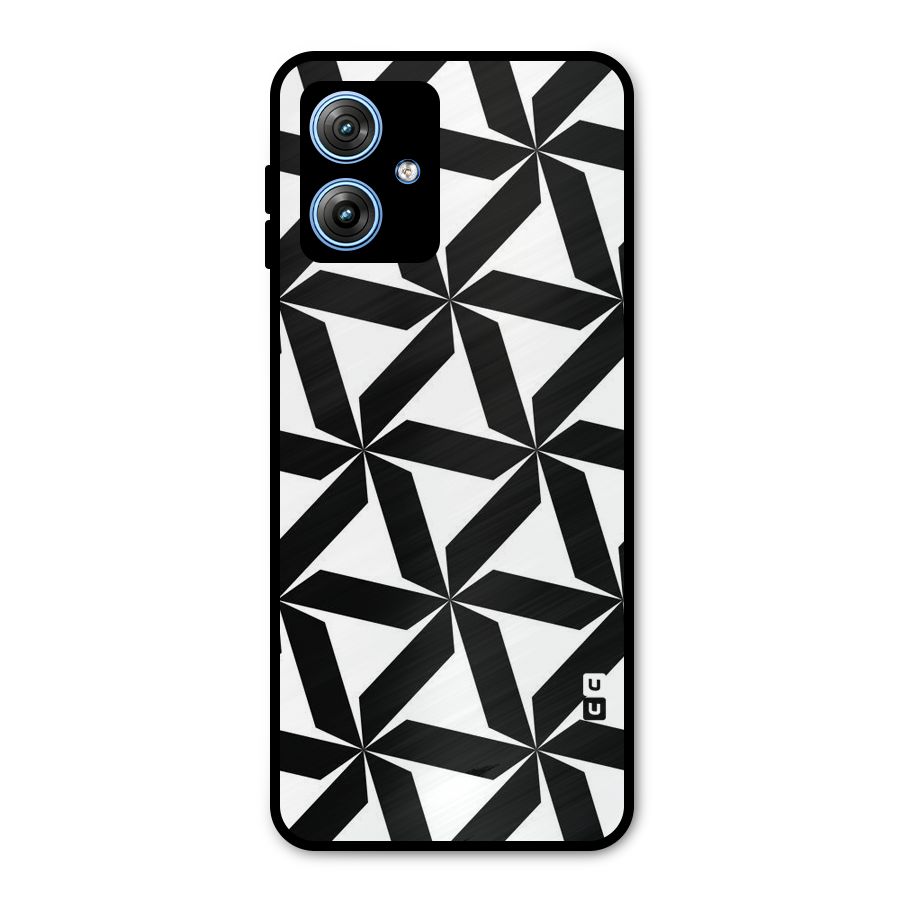 Black White Fan Design Metal Back Case for Moto G54