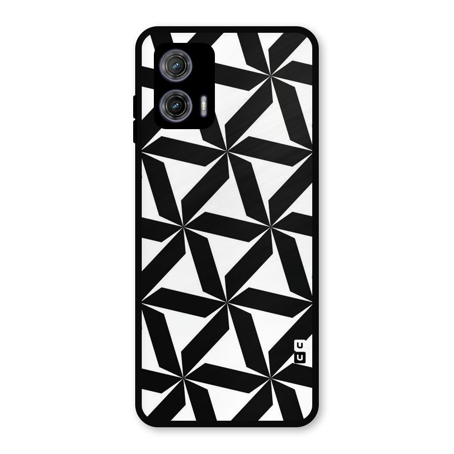 Black White Fan Design Metal Back Case for Moto G73