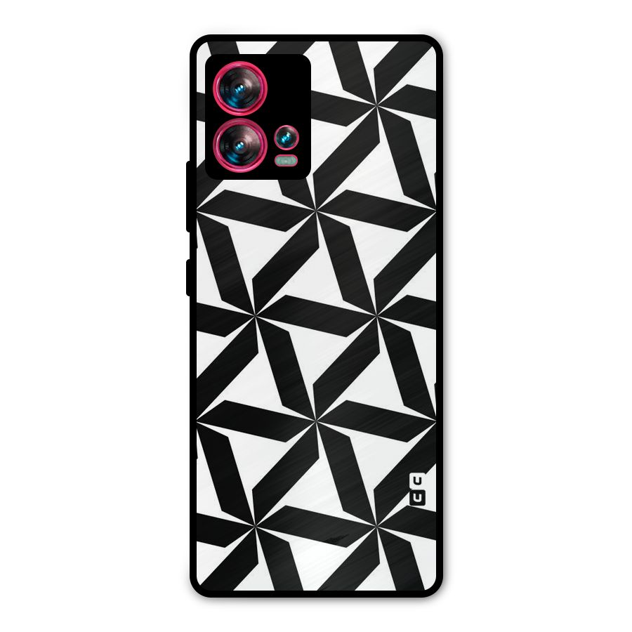 Black White Fan Design Metal Back Case for Motorola Edge 30 Fusion