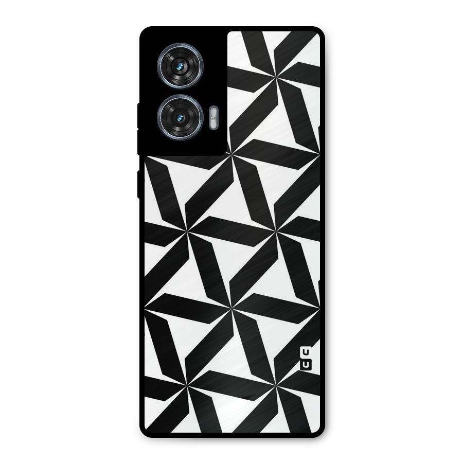 Black White Fan Design Metal Back Case for Motorola Edge 50 Fusion