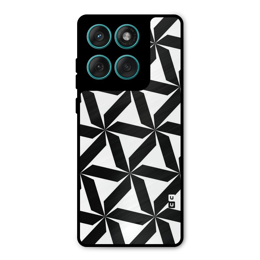 Black White Fan Design Metal Back Case for Motorola Edge 60