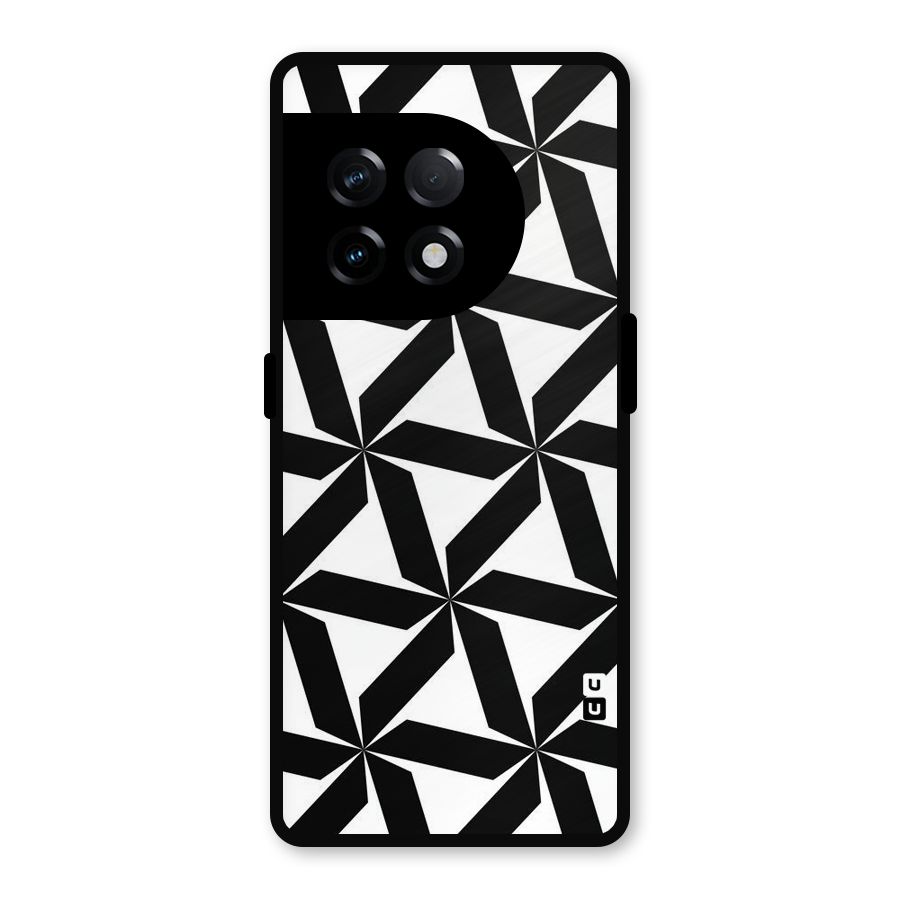 Black White Fan Design Metal Back Case for OnePlus 11R