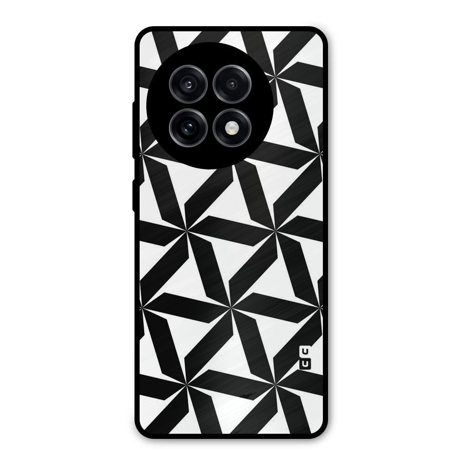 Black White Fan Design Metal Back Case for OnePlus 13R