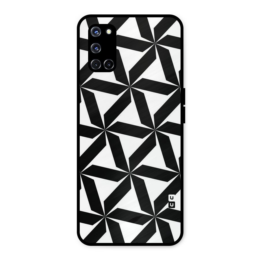 Black White Fan Design Metal Back Case for Oppo A52