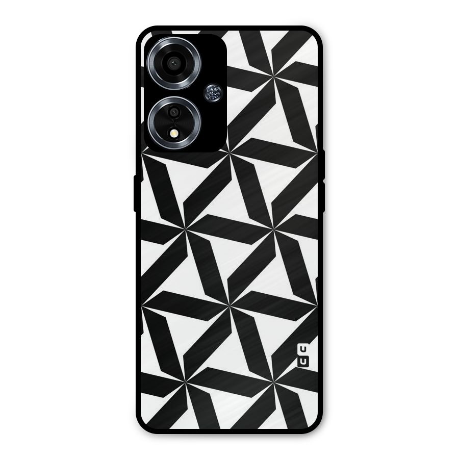 Black White Fan Design Metal Back Case for Oppo A59