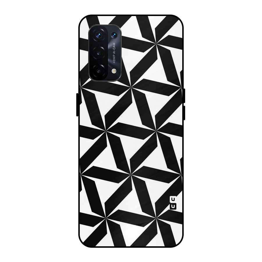 Black White Fan Design Metal Back Case for Oppo A74 5G