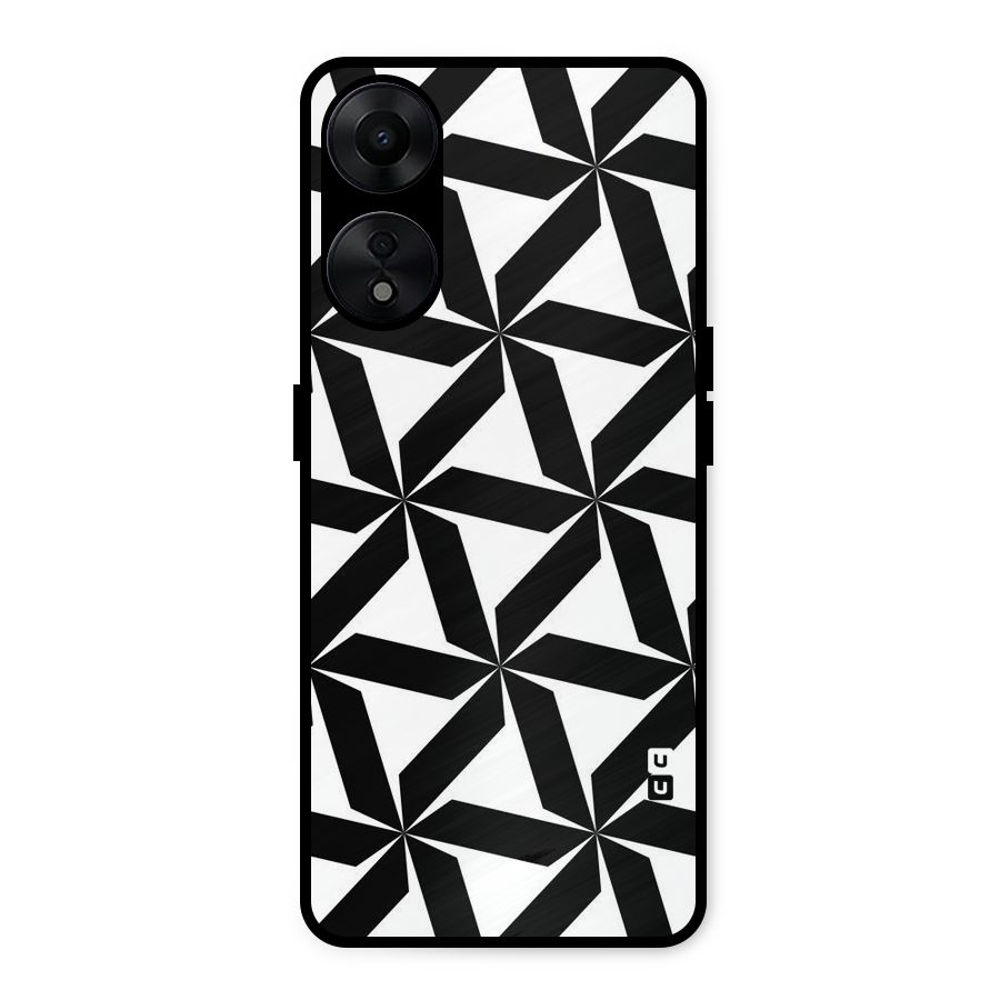 Black White Fan Design Metal Back Case for Oppo A78 5G