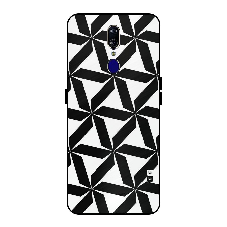 Black White Fan Design Metal Back Case for Oppo F11
